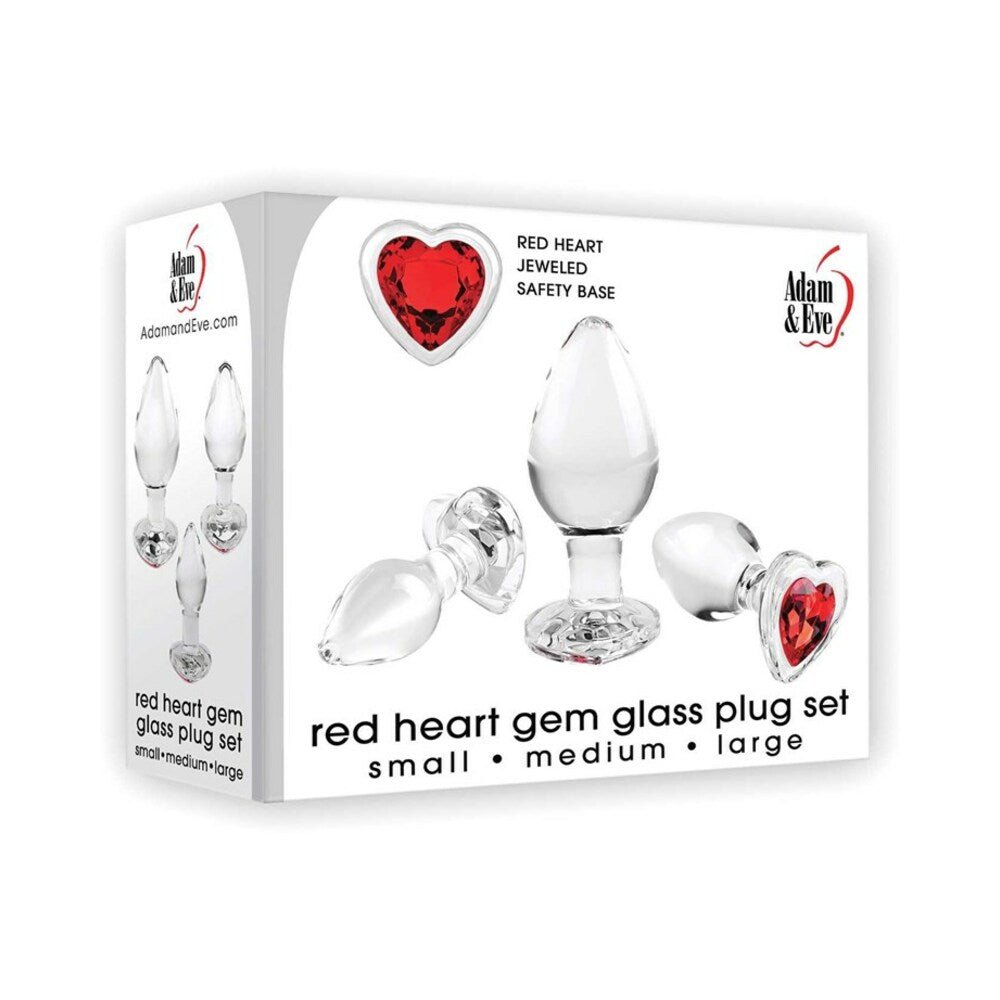 adam-eve-red-heart-gem-glass-plug-set Adam & Eve Red Heart Gem Glass Plug Set - Image 1