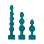 Adam & Eve Vibrating Bumpy Bead Anal Plug Set – 3 Plugs with Bullet Vibrator – Teal - Image 3