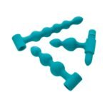 Adam & Eve Vibrating Bumpy Bead Anal Plug Set – 3 Plugs with Bullet Vibrator – Teal - Image 5