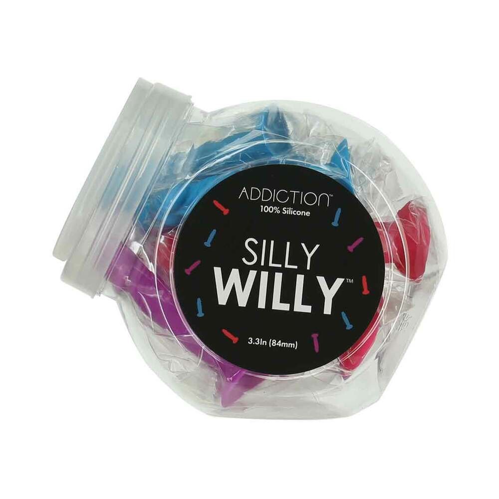 addiction-silly-willy-33-in-silicone-dildo-12-piece-assorted-color-fishbowl-display Addiction Silly Willy 3.3 in. Silicone Dildo 12-Piece Assorted Color Fishbowl Display - Image 1