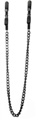 Ouch! Adjustable Nipple Clamps with Chain – Black, Stainless Steel - Image 2