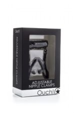 Ouch! Adjustable Nipple Clamps with Chain – Black, Stainless Steel