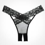 Adore Desire Dainty Sheer Crotchless Panty - One Size - Black - Image 2