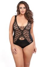 Aliya Kissed by Lace Teddy - Queen Size - Black - Image 2