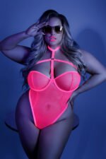 All Nighter Harness Bodysuit - Queen - Neon Pink - Image 3