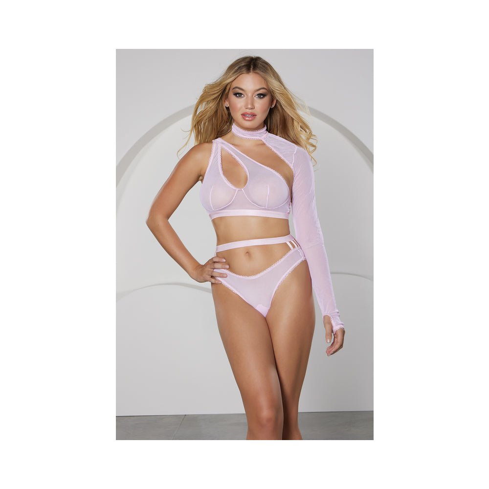 allure-modern-muse-halter-panty-with-collar-sleeve-pink-m-hanging Allure Modern Muse Halter & Panty with Collar Sleeve Pink M - Hanging - Image 1