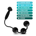 Anal Adventures- Platinum - Silicone Anal Ball  With Vibrating C-Ring- Black - Image 4