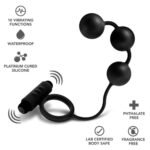 Anal Adventures- Platinum - Silicone Anal Ball  With Vibrating C-Ring- Black - Image 5