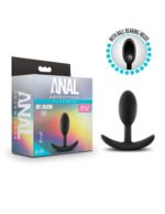 Anal Adventures - Platinum - Silicone Vibra Slim Plug - Small - Black - Image 4