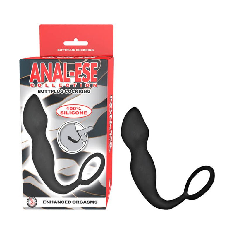 anal-ese-collection-buttplug-cockring-black Anal-Ese Collection Buttplug Cockring-Black - Image 1