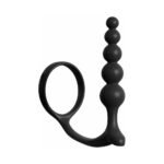 Anal Fantasy Collection Silicone Ass-Gasm Cockring Anal Beads – Black - Image 3