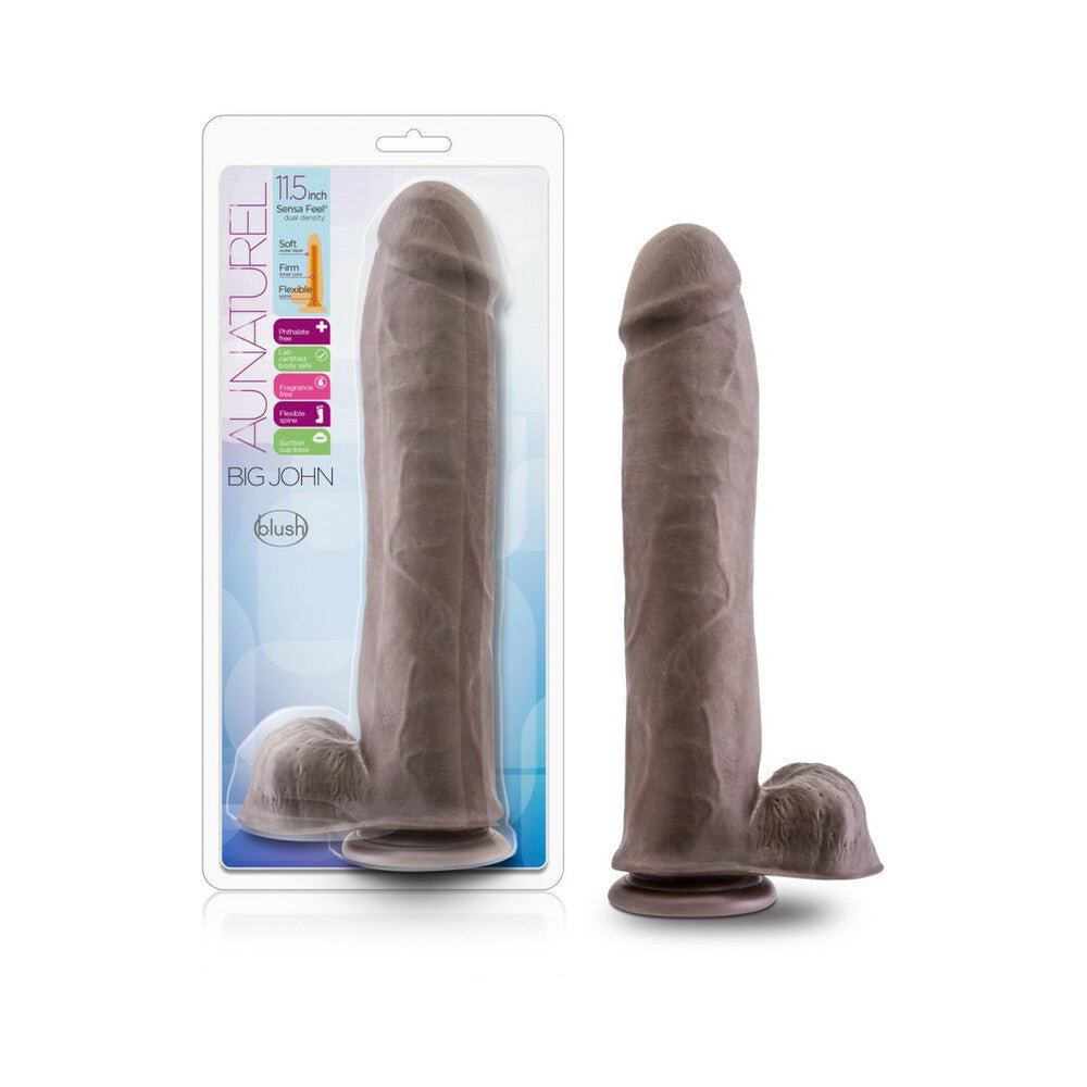au-naturel-big-john-115-in-posable-dual-density-dildo-with-balls-brown Au Naturel Big John 11.5 in. Posable Dual Density Dildo with Balls Brown - Image 1