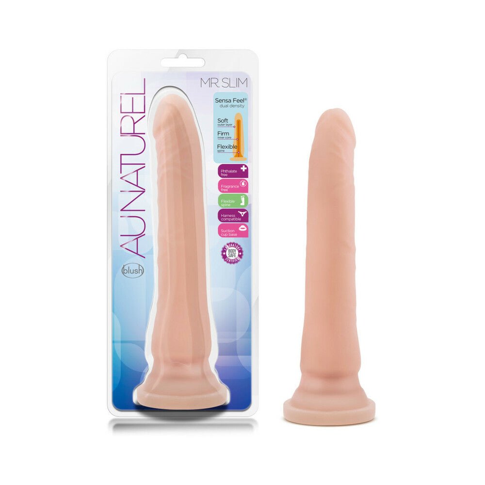 au-naturel-mr-slim-925-in-posable-dual-density-dildo-beige Au Naturel Mr. Slim 9.25 in. Posable Dual Density Dildo Beige - Image 1