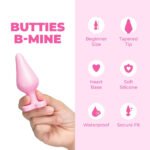 b-Vibe Butties B-Mine Heart Base Silicone Anal Plug – Light Pink - Image 10