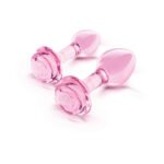 b-Vibe Pink Roses Borosilicate Glass Anal Plug Training Set – Light Pink - Image 3