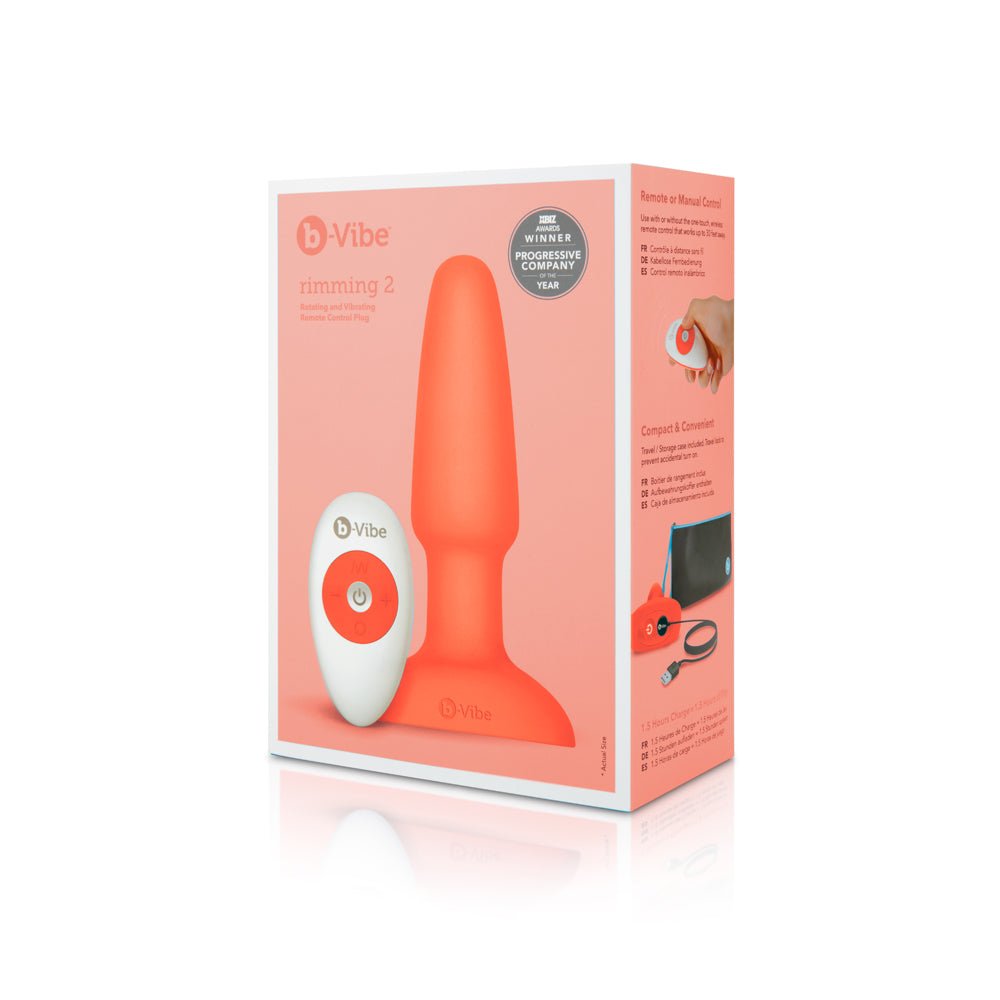 b-vibe-rimming-2-rotating-and-vibrating-remote-control-plug-orange b-Vibe Rimming 2 Rotating and Vibrating Remote Control Plug Orange - Image 1