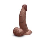 b-Vibe Slipskin Realistic Silicone Dildo 6.5 in. Curved Brown - Image 3