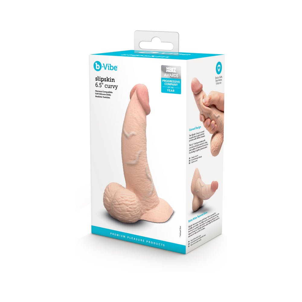 b-vibe-slipskin-realistic-silicone-dildo-65-in-curved-cream b-Vibe Slipskin Realistic Silicone Dildo 6.5 in. Curved Cream - Image 1