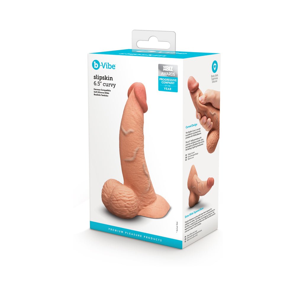 b-vibe-slipskin-realistic-silicone-dildo-65-in-curved-mocha b-Vibe Slipskin Realistic Silicone Anal Dildo 6.5 in. Mocha - Image 1