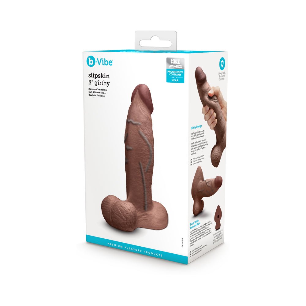 b-vibe-slipskin-realistic-silicone-dildo-8-in-girthy-brown b-Vibe Slipskin Realistic Silicone Dildo 8 in. Girthy Brown - Image 1