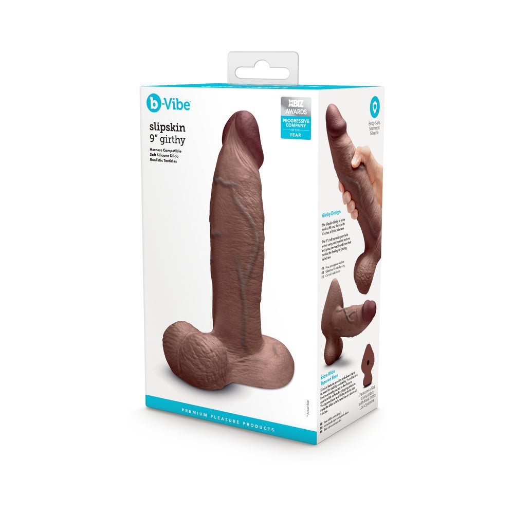 b-vibe-slipskin-realistic-silicone-dildo-9-in-girthy-brown b-Vibe Slipskin Realistic Silicone Dildo 9 in. Girthy Brown - Image 1