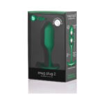 b-Vibe Snug Plug 2 Weighted Silicone Anal Plug Green - Image 2