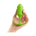 b-Vibe Snug Plug 3 Weighted Silicone Anal Plug Lime - Image 6