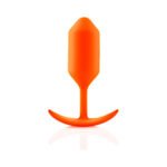 b-Vibe Snug Plug 3 Weighted Silicone Anal Plug Orange - Image 3