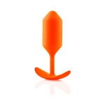 b-Vibe Snug Plug 3 Weighted Silicone Anal Plug Orange - Image 4