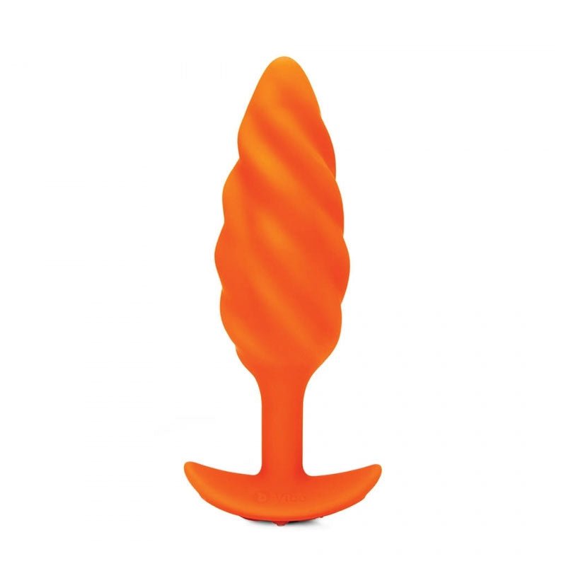 b-vibe-swirl-rechargeable-vibrating-silicone-textured-anal-plug-orange b-Vibe Swirl Rechargeable Vibrating Silicone Textured Anal Plug Orange - Image 1