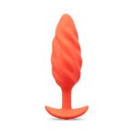 b-Vibe Swirl Texture Plug Medium Vibrating Rechargeable Silicone Anal Plug – Orange - Image 2