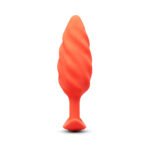 b-Vibe Swirl Texture Plug Medium Vibrating Rechargeable Silicone Anal Plug – Orange - Image 3