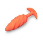 b-Vibe Swirl Texture Plug Medium Vibrating Rechargeable Silicone Anal Plug – Orange - Image 5