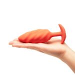 b-Vibe Swirl Texture Plug Medium Vibrating Rechargeable Silicone Anal Plug – Orange - Image 6