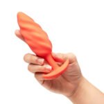 b-Vibe Swirl Texture Plug Medium Vibrating Rechargeable Silicone Anal Plug – Orange - Image 7