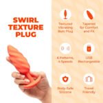 b-Vibe Swirl Texture Plug Medium Vibrating Rechargeable Silicone Anal Plug – Orange - Image 9