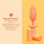 b-Vibe Swirl Texture Plug Medium Vibrating Rechargeable Silicone Anal Plug – Orange - Image 10