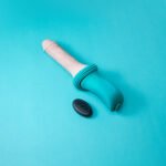 b-Vibe Thrusting Dildo Machine with 6.5" Dildo and Remote Control – Teal - Image 10