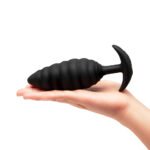 b-Vibe Twist Texture Plug Large Vibrating Rechargeable Black Anal Plug - Image 6