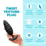 b-Vibe Twist Texture Plug Large Vibrating Rechargeable Black Anal Plug - Image 9
