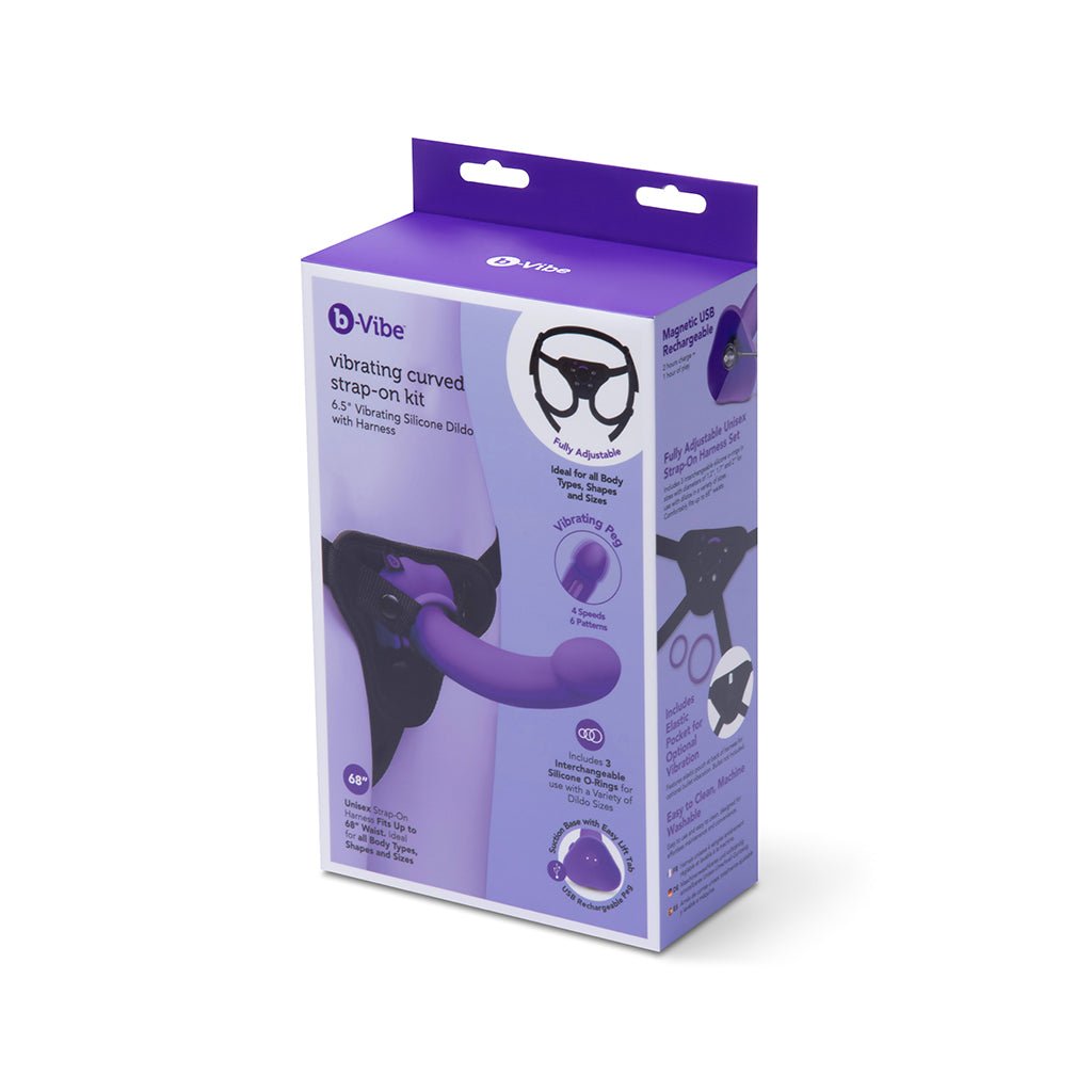 b-vibe-vibrating-curved-strap-on-kit b-Vibe Vibrating Curved Strap-On Kit - Image 1