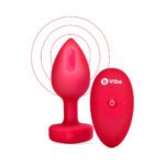b-Vibe Vibrating Heart Anal Plug with Heart-Shaped Jewel Base Medium/Large Red - Image 4