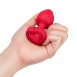 b-Vibe Vibrating Heart Anal Plug with Heart-Shaped Jewel Base Medium/Large Red - Image 5