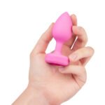 b-Vibe Vibrating Heart Anal Plug with Heart-Shaped Jewel Base Small/Medium Pink - Image 6