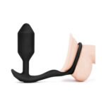 b-Vibe Vibrating Snug & Tug Rechargeable Silicone Anal Plug with Cock Ring Medium Black - Image 3