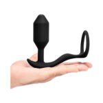 b-Vibe Vibrating Snug & Tug Rechargeable Silicone Anal Plug with Cock Ring Medium Black - Image 5