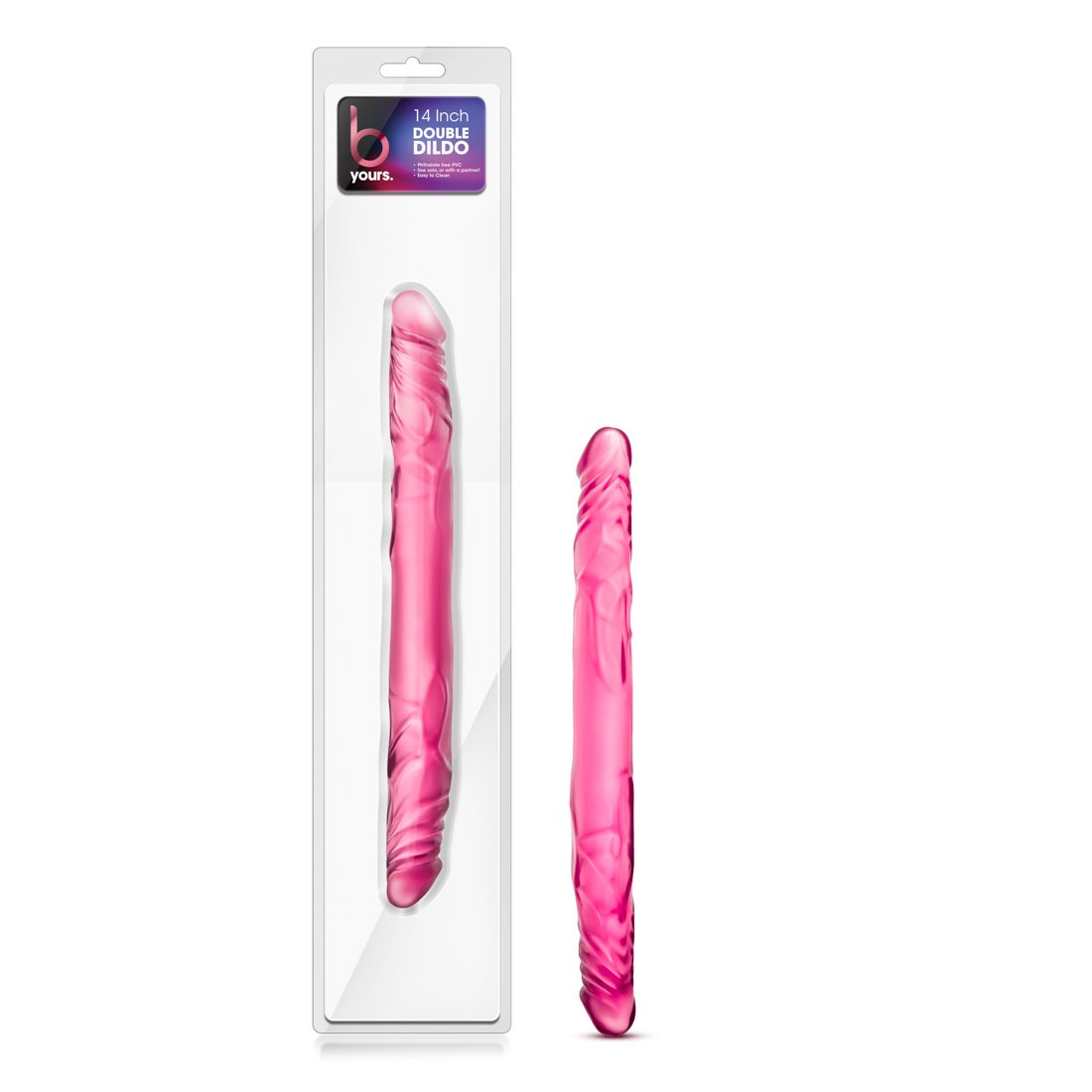 b-yours-14-inch-double-dildo-pink B Yours 14 Inch Double Dildo - Pink - Image 1