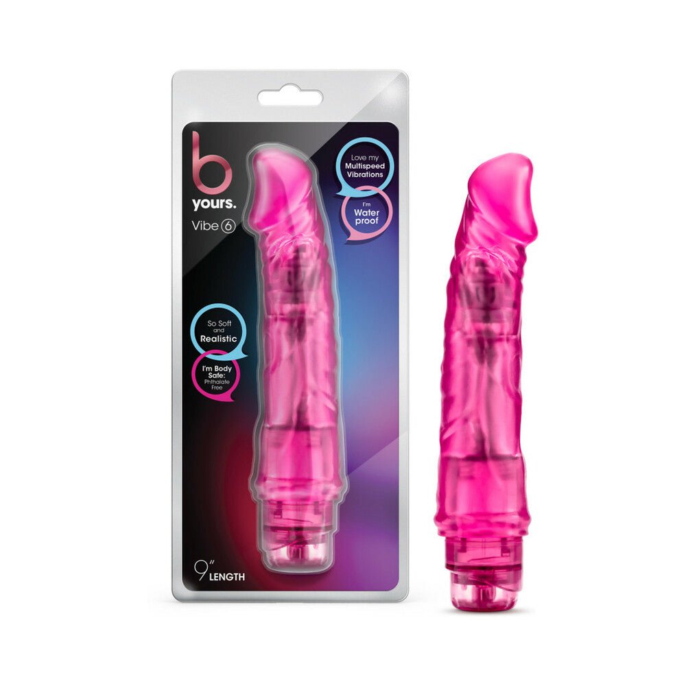 b-yours-vibe-6-realistic-925-in-vibrating-dildo-pink B Yours Vibe 6 Realistic 9.25 in. Vibrating Dildo Pink - Image 1