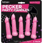 Bachelorette Pecker Party Pink Candles 5pk - Image 2