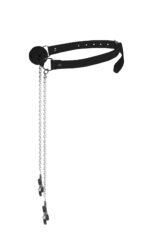 Ball Gag W / Nipple Clamps - Black - Image 2